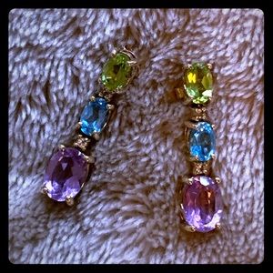 Multi Gemstone, Sterling Silver Earrings